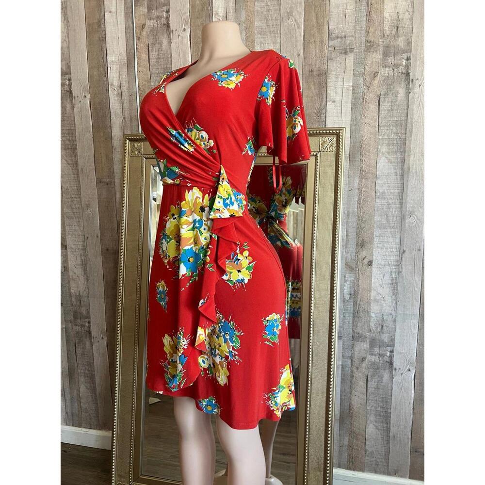 Petite Floral Ruffle-Trim Jersey Dress